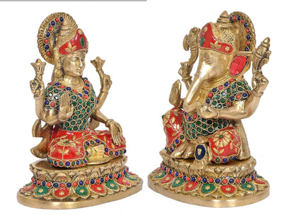 Brassaura® Brass Lakshmi Ganesh Idol Set | Height 9 Inches
