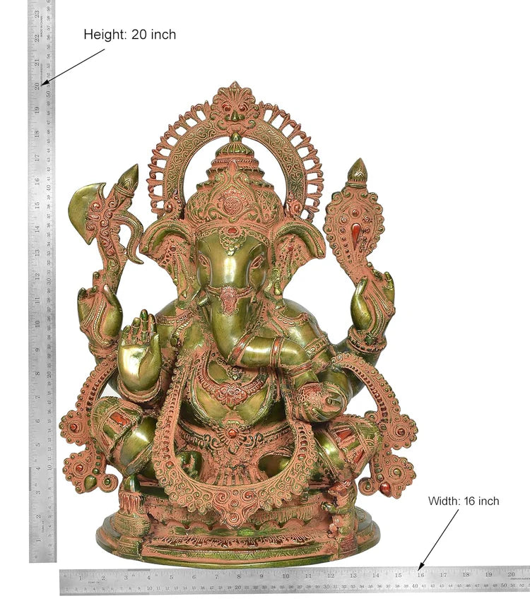 Brassaura® Brass Sitting Ganesha Idol | Height 20 Inches