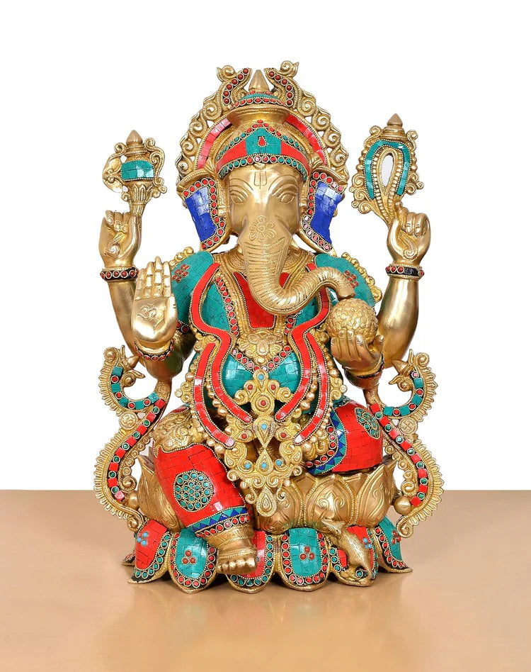 Brassaura® Brass Big Ganesha Statue | Height 20 Inches