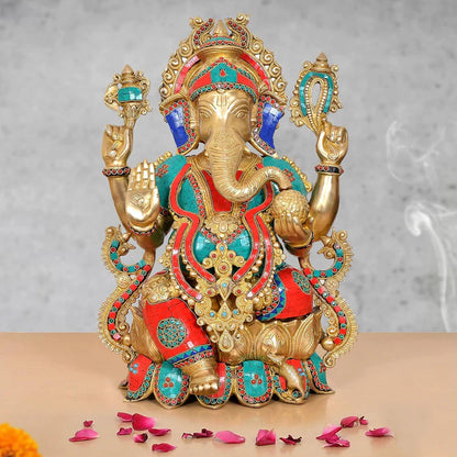 Brassaura® Brass Big Ganesha Statue | Height 20 Inches