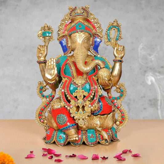 Brassaura® Brass Big Ganesha Statue | Height 20 Inches