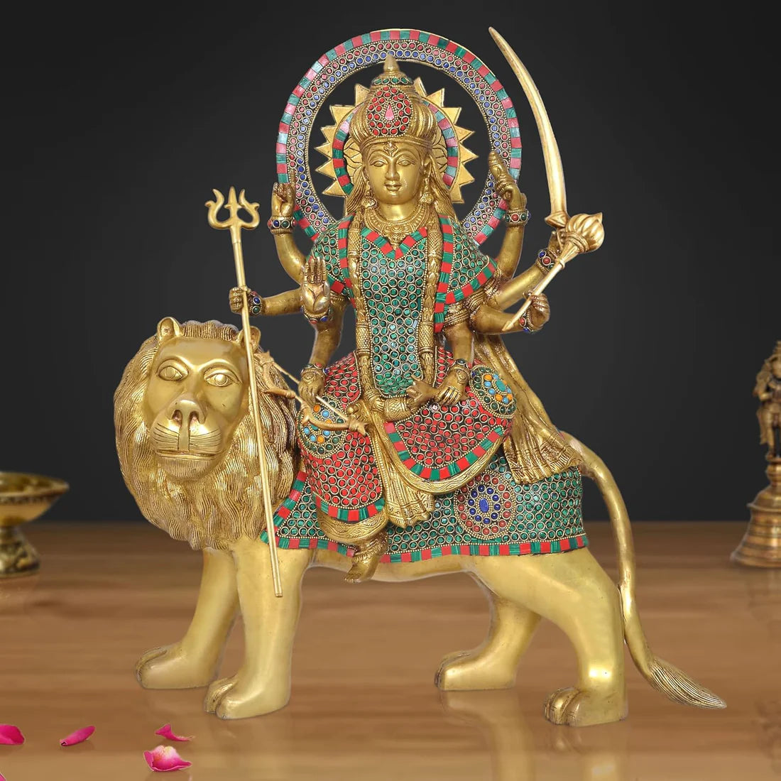 ब्रासोरा® वृंदावन वेणुगोपाल कृष्ण पीतल की प्रतिमा मोर के साथ | एंटीक नीला और सुनहरा रंग | ऊँचाई 20 इंच
