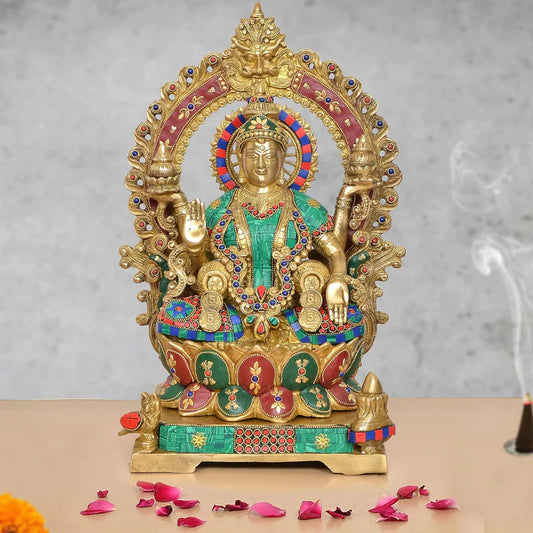Brassaura® Brass Goddess Lakshmi Idol | Height 17 Inches