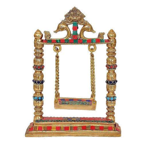 Brassaura® Brass Ladoo Gopal Swing Jhula | Height 26 cm