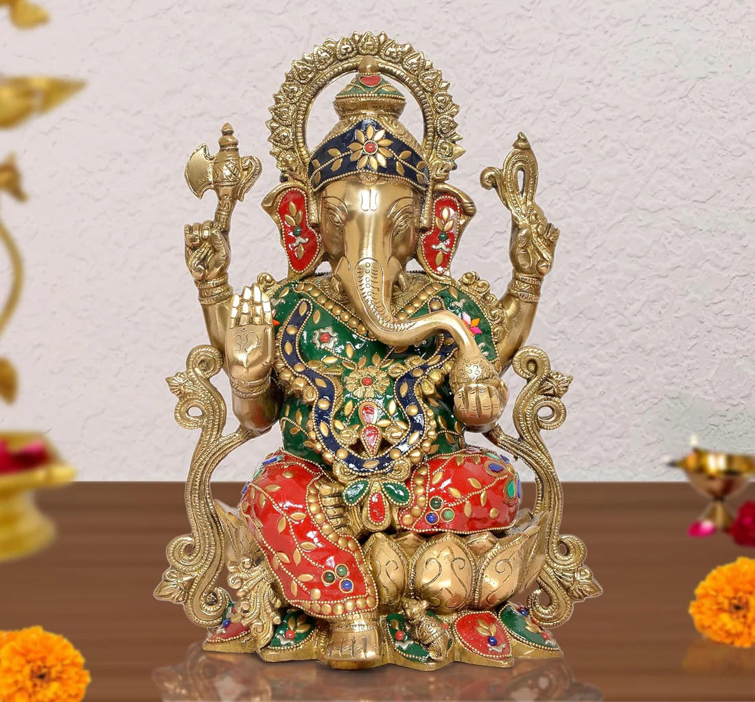Brassaura® Brass Lord Ganesha Statue | Height 13 Inches