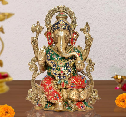 Brassaura® Brass Lord Ganesha Statue | Height 13 Inches