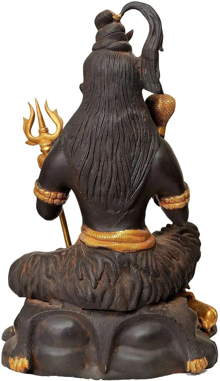 ब्रासोरा® वृंदावन वेणुगोपाल कृष्ण पीतल की प्रतिमा मोर के साथ | एंटीक नीला और सुनहरा रंग | ऊँचाई 20 इंच