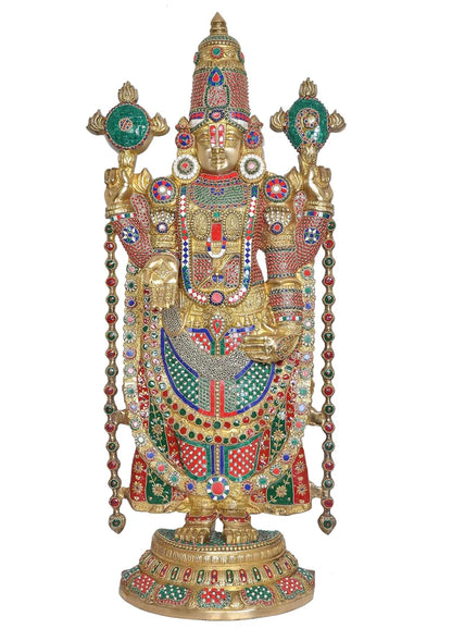 Brassaura® Brass Tirupati Balaji Big Idol Statue | Height 46 Inches