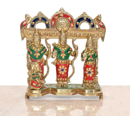 Brassaura® Brass Ram Darbar Statue (Sita, Lakshman & Hanuman) | Height 7.5 Inches