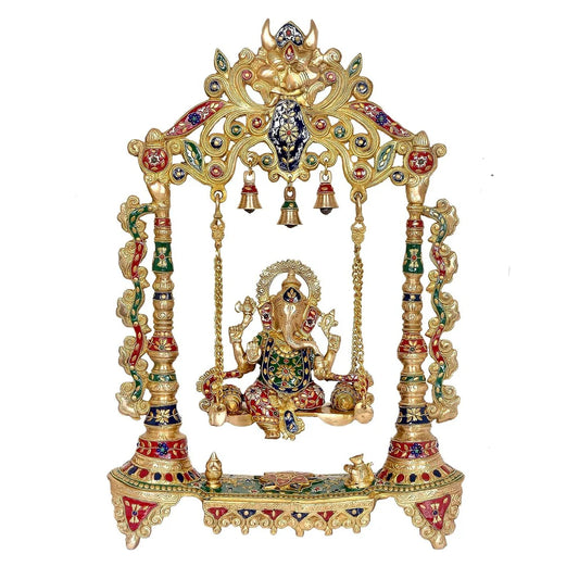 Brassaura® Brass Ganesha Swing Idol | Height 27 Inches