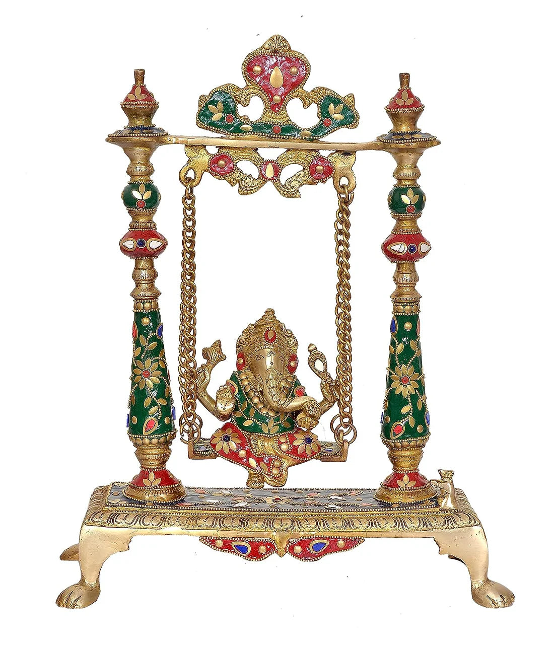 Brassaura® Brass Ganesha Swing Idol Statue | Height 16.5 Inches
