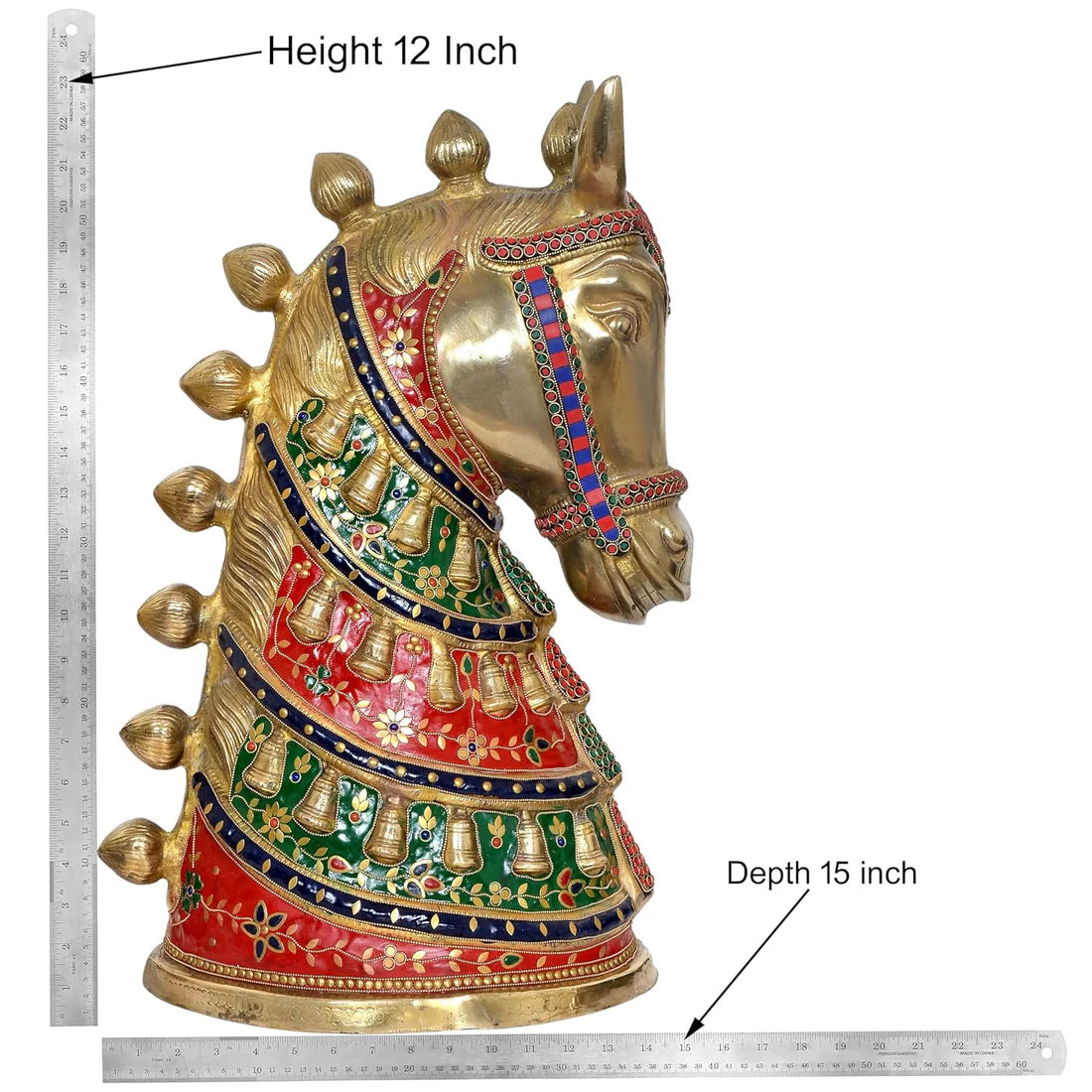 Brassaura® Brass Horse Head Statue | Height 23 Inches