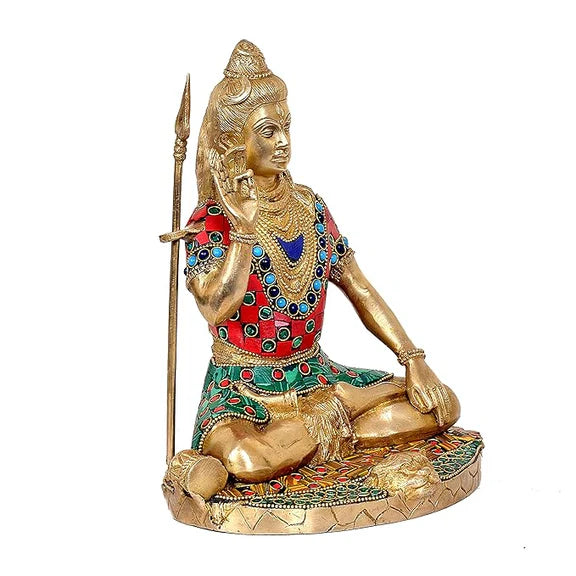 ब्रासोरा® वृंदावन वेणुगोपाल कृष्ण पीतल की प्रतिमा मोर के साथ | एंटीक नीला और सुनहरा रंग | ऊँचाई 20 इंच