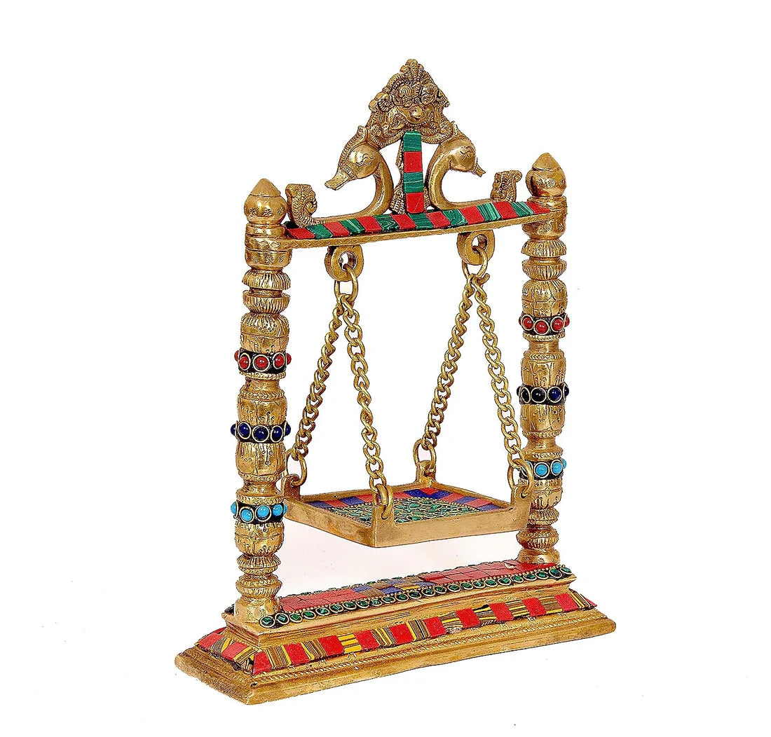 Brassaura® Brass Ladoo Gopal Swing Jhula | Height 26 cm