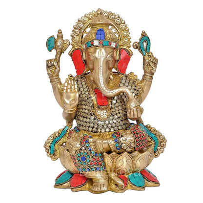 Brassaura® Brass Mangalkari Ganesh Statue | Height 12 Inches