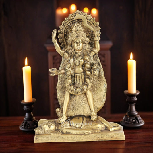 Brassaura™ Brass Kali Maa Idol – Height 11 Inches & Weight 4.3 Kgs | Hindu Goddess Statue