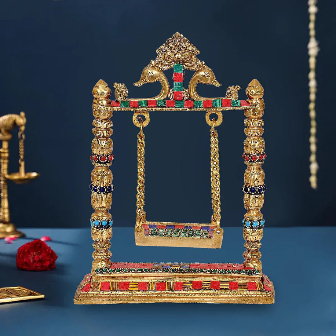 Brassaura® Brass Ladoo Gopal Swing Jhula | Height 26 cm