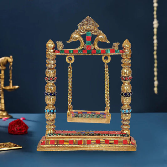 Brassaura® Brass Ladoo Gopal Swing Jhula | Height 26 cm