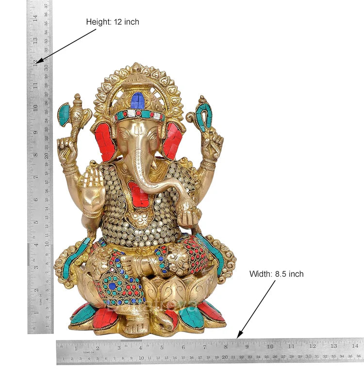 Brassaura® Brass Mangalkari Ganesh Statue | Height 12 Inches