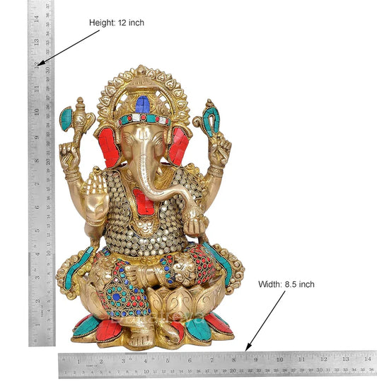 Brassaura® Brass Mangalkari Ganesh Statue | Height 12 Inches