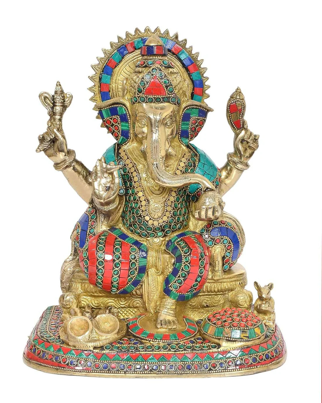 ब्रासोरा® वृंदावन वेणुगोपाल कृष्ण पीतल की प्रतिमा मोर के साथ | एंटीक नीला और सुनहरा रंग | ऊँचाई 20 इंच