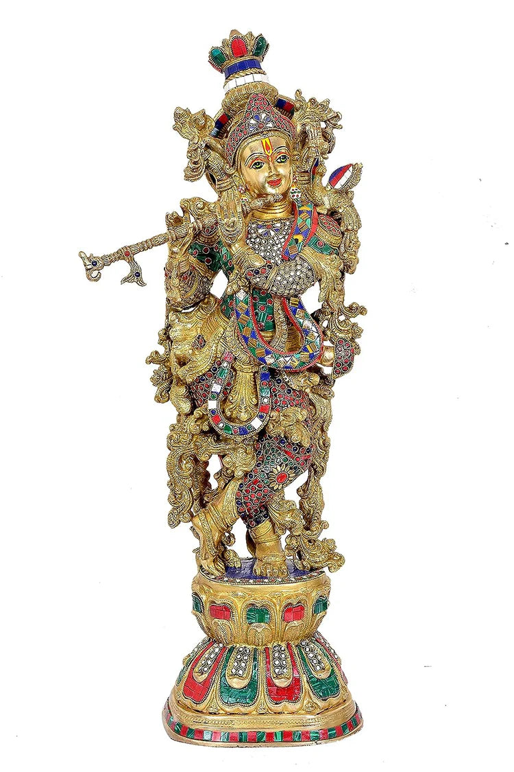Brassaura® Brass Radha Krishna Murti Idol Statue Sculpture | Height 29 Inches