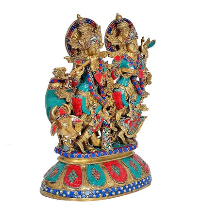 Brassaura® Brass Krishna Radha Cow Statue | Height 18 Inches