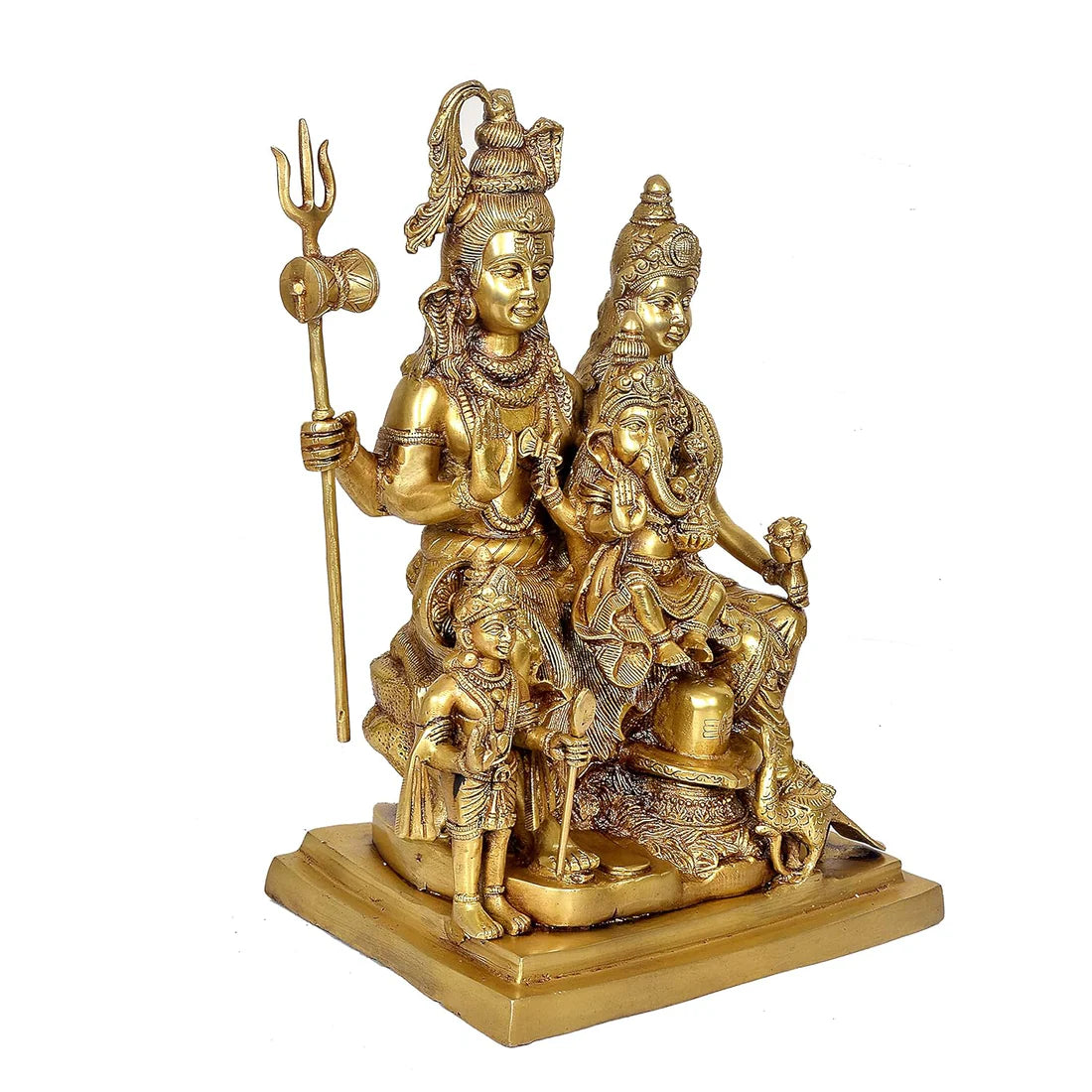 Brassaura® Brass Shiv Parivar Murti Idol Statue | Height 15.4 Inches