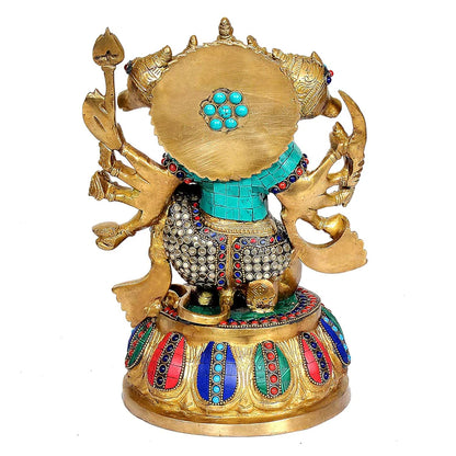Brassaura® Brass Panchmukhi Hanuman Idol | Height 12.5 Inches