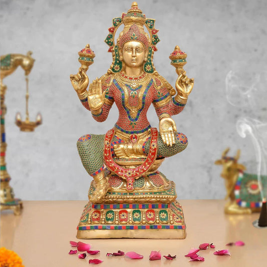 Brassaura® Brass Goddess Lakshmi Idol | Height 29 Inches