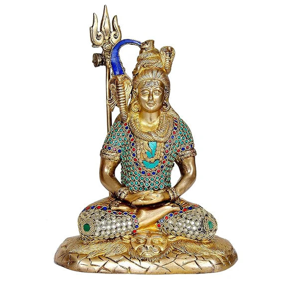 ब्रासोरा® वृंदावन वेणुगोपाल कृष्ण पीतल की प्रतिमा मोर के साथ | एंटीक नीला और सुनहरा रंग | ऊँचाई 20 इंच