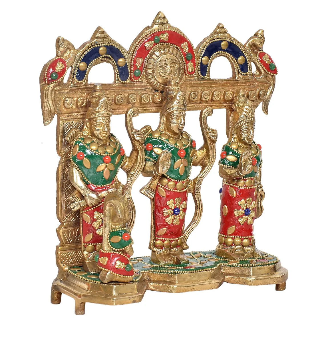 Brassaura® Brass Ram Darbar Statue (Sita, Lakshman & Hanuman) | Height 7.5 Inches