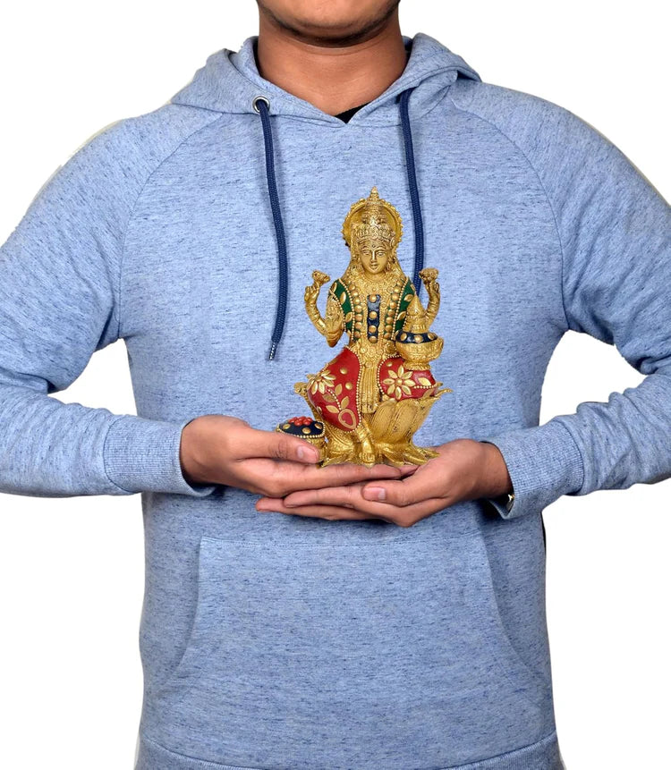ब्रासोरा® वृंदावन वेणुगोपाल कृष्ण पीतल की प्रतिमा मोर के साथ | एंटीक नीला और सुनहरा रंग | ऊँचाई 20 इंच