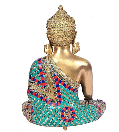 ब्रासोरा® वृंदावन वेणुगोपाल कृष्ण पीतल की प्रतिमा मोर के साथ | एंटीक नीला और सुनहरा रंग | ऊँचाई 20 इंच