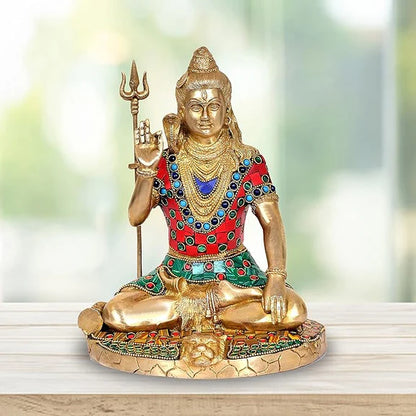 ब्रासोरा® वृंदावन वेणुगोपाल कृष्ण पीतल की प्रतिमा मोर के साथ | एंटीक नीला और सुनहरा रंग | ऊँचाई 20 इंच