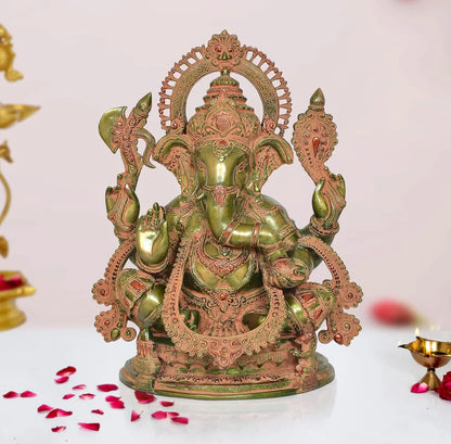 Brassaura® Brass Sitting Ganesha Idol | Height 20 Inches
