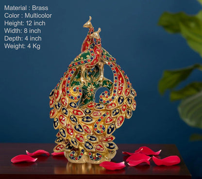 Brassaura® Brass Peacock Statue | Height 12 Inches