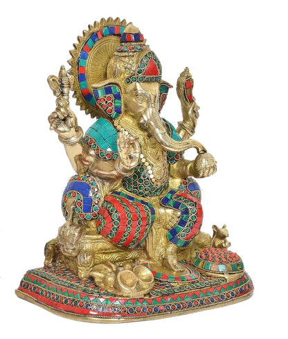 ब्रासोरा® वृंदावन वेणुगोपाल कृष्ण पीतल की प्रतिमा मोर के साथ | एंटीक नीला और सुनहरा रंग | ऊँचाई 20 इंच