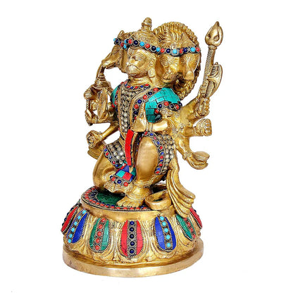 Brassaura® Brass Panchmukhi Hanuman Idol | Height 12.5 Inches