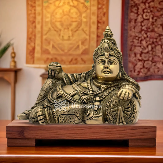 Brassaura™ Brass Kuber Idol – Height 5.6 Inches & Weight 1.9 Kgs | Handcrafted Pooja Sculpture