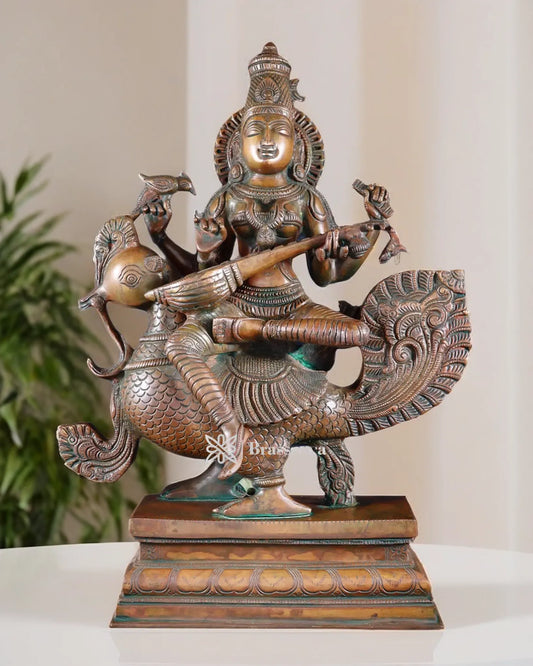 Brass Saraswati Idol for Home and Decor Height 20 Inches & Weight 16 Kgs