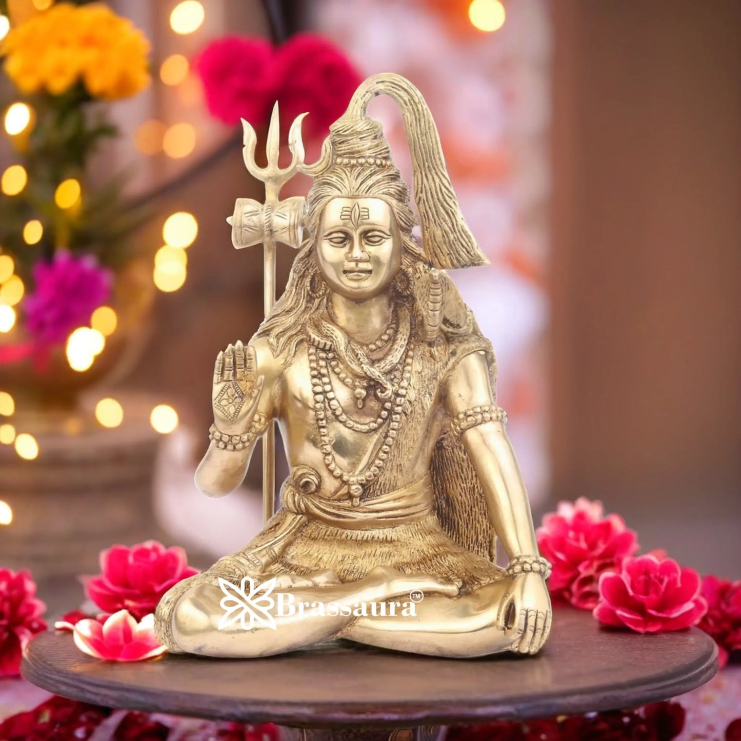 Brassaura™ Handcrafted Brass Shiva Idol – Height 12 Inches & Weight 4.8 Kgs | Spiritual Décor