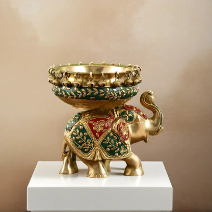 Brassaura™ Classic Brass Urli Bowl – 3 kgs, 7.5 Inches Height – Decorative Floral & Diya Bowl for Home Decor