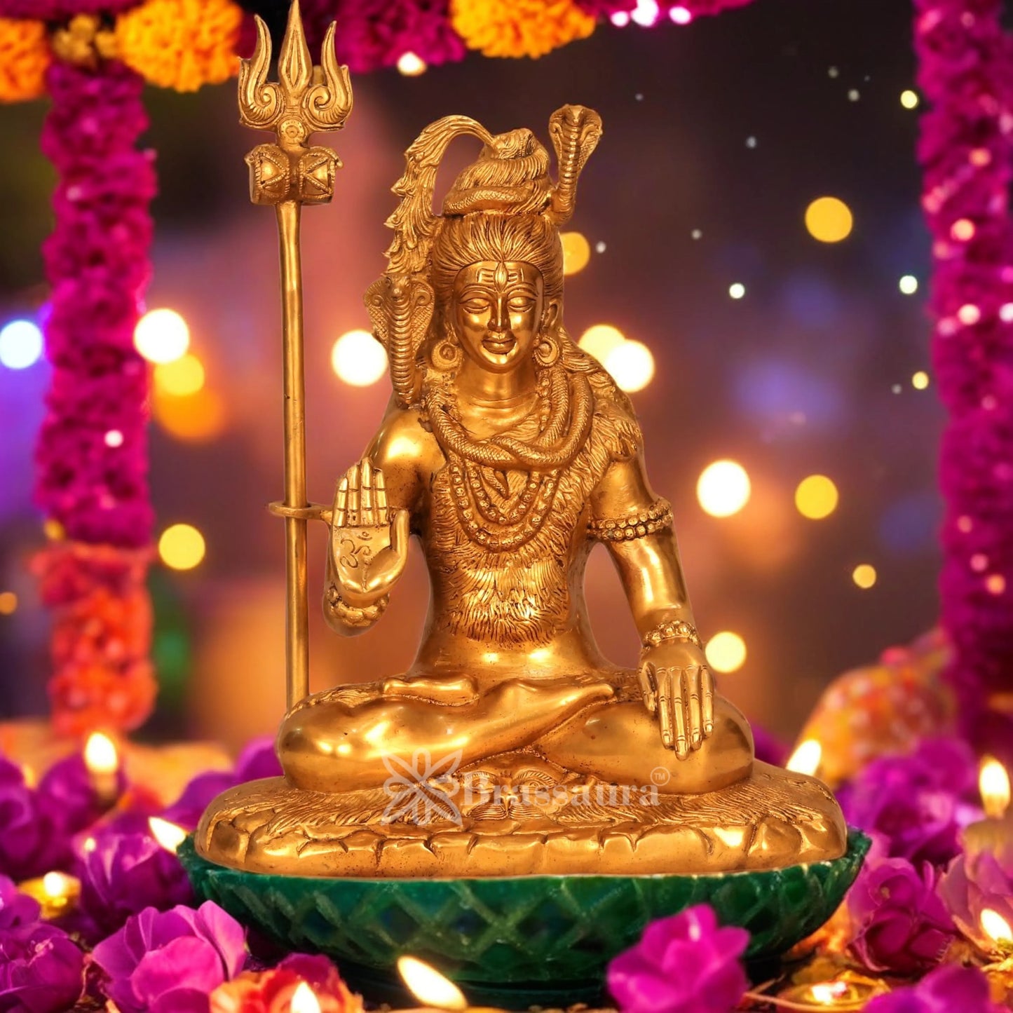 Brassaura™ Traditional Brass Shiva Idol – Height 16 Inches & Weight 11.45 Kgs | Devotional Sculpture