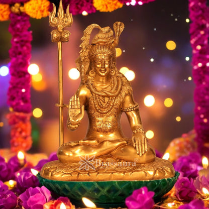 Brassaura™ Traditional Brass Shiva Idol – Height 16 Inches & Weight 11.45 Kgs | Devotional Sculpture