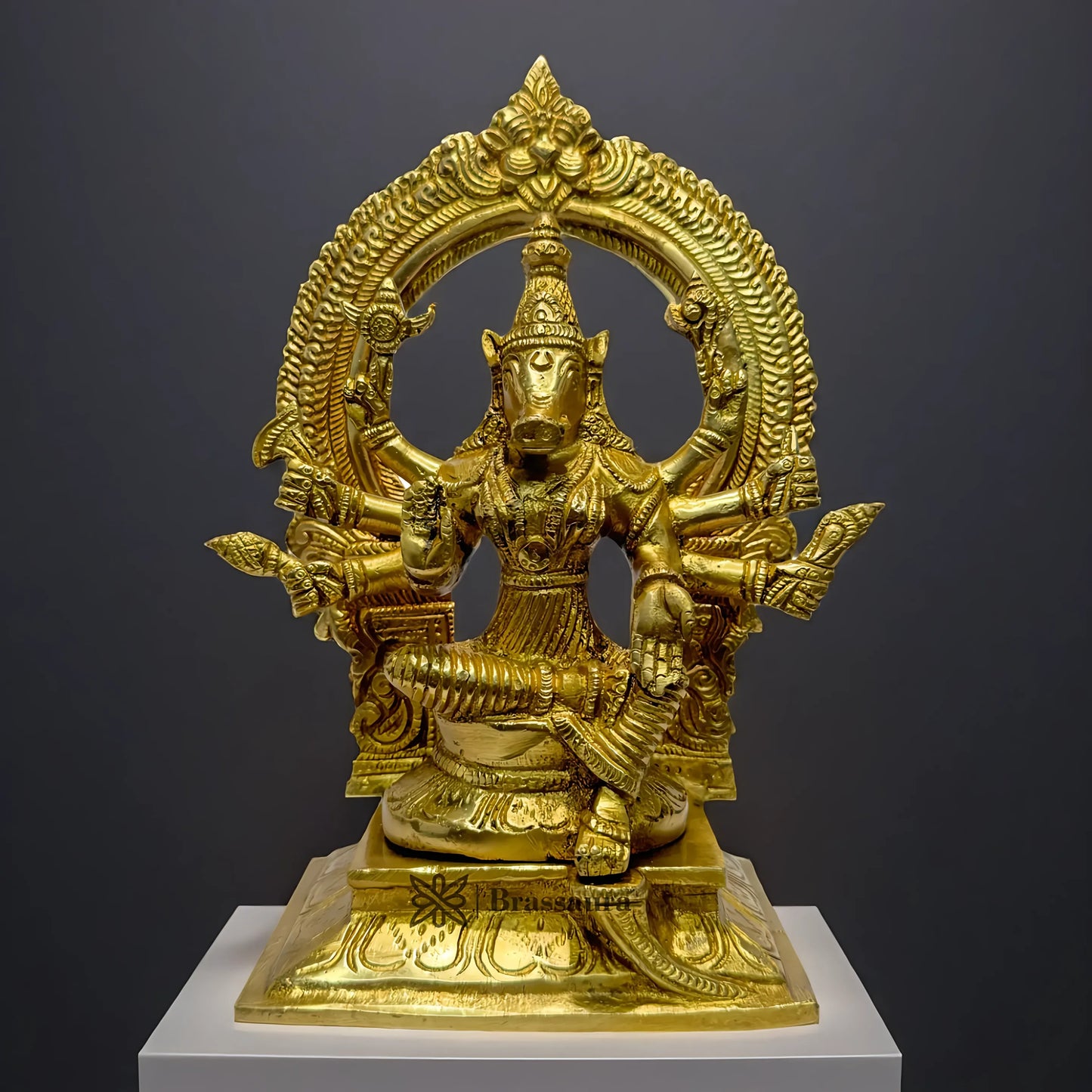 Brassaura™ Brass Varahi Idol – Height 12 Inches & Weight 2.2 Kgs | Traditional Pooja Room Décor