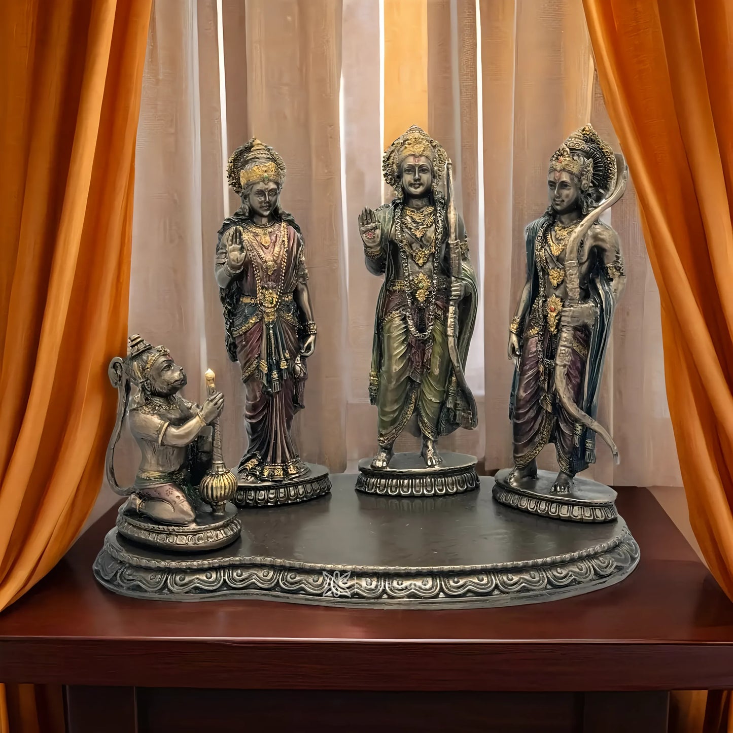 Brassaura™ Resin Ram Darbar Idol – Height 8 Inches & Weight 1.17 Kgs | Devotional Sculpture for Sacred Corners