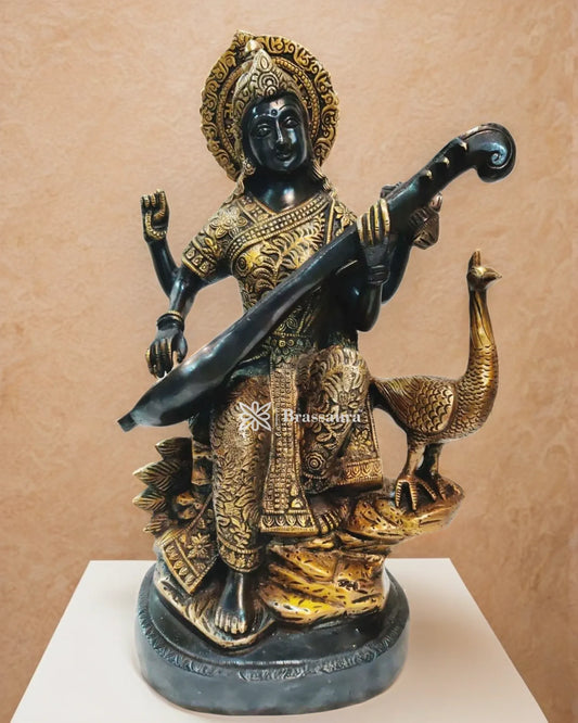 Brass Saraswati Idol for Home and Decor Height 15 Inches & Weight 10 Kgs