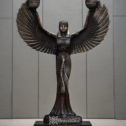 Brass Egyptian Lady Diya Stand For Home Décor And Gift Items Weight 1.8 kg Height 11.5 Inch