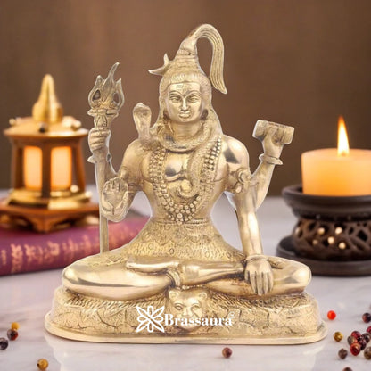 Brassaura™ Devotional Brass Lord Shiva Statue – Height 9 Inches & Weight 2.8 Kgs